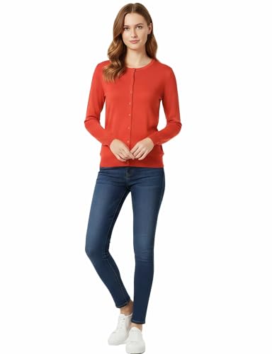 Image of Allsense Women's Long-Sleeve Crewneck Cardigan | Classic Button Down Sweater, Soft Fine Knit, Lightweight