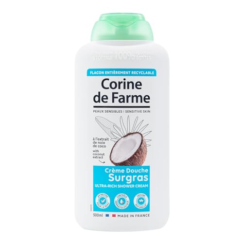 Corine de Farme - Crème Douche Surgras à l'Extrait de Noix de Coco - pH Neutre, Origine Naturelle - Contrôle Dermatologique - Fabrication 100% Française -...