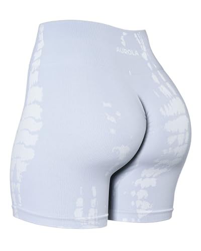 Image of AUROLA Serpent Seamless Scrunch Workout Shorts for Women,Tummy Control Squat Proof Ribbed Thick Active Gym Short