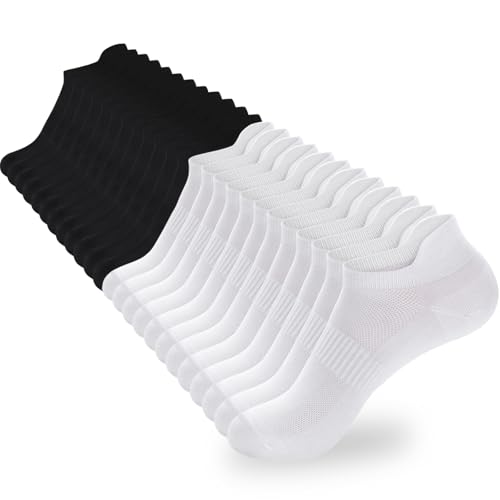Image of Womens Ankle Socks Athletic Low Cut No Show Cotton Socks With Tab 6 /12Pairs | White Thin Summer Short Low Rise Liner Sport Running Workout Sneaker Lightweight Yogs Pilates Golf Footies Socks Non Slip