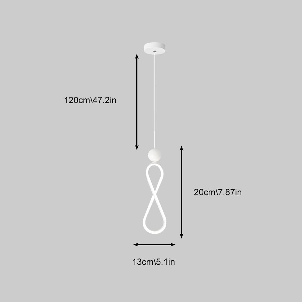 8W Led Light Fixture White Bedside Hanging Lamp Modern Acrylic Ceiling Lamp Adjustable Island Light Fixture for Living Room Bedroom Kitchen Sink, 1-Pack(Warm Light)/White Light