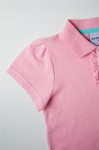 Image of Mud Kingdom Girls Short Sleeve Ruffle Pique Polo Uniform Top Stretch Lightweight