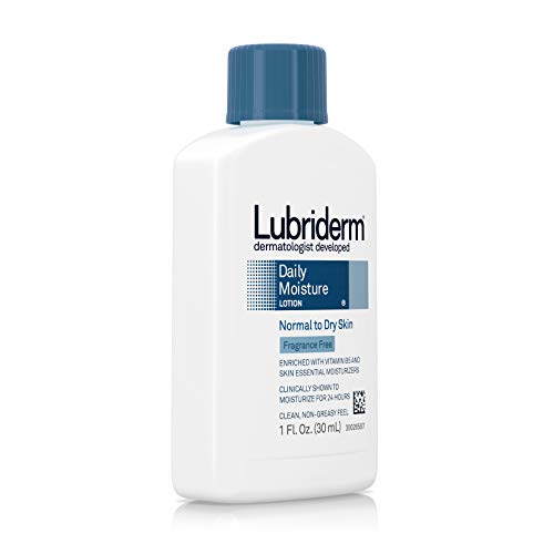 Lubriderm Daily Moisture Hydrating Unscented Body Lotion With Vitamin B5 For Normal To Dry Skin, Non-Greasy And Fragrance-Free Lotion. 1 Fl. Oz #TOP2