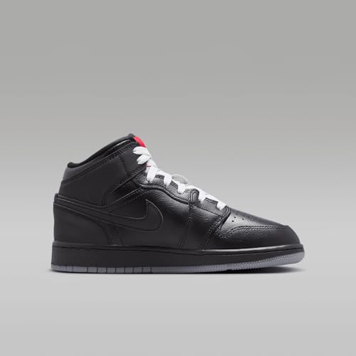 Air Jordan 1 Mid SE Big Kids' Shoes (HV5180-010, Black/White/Wolf Grey/Black) Size 3.53