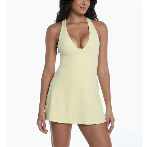 Womens Tennis Dress Built in Shorts Athletic Golf Active Workout Dress with Pockets3