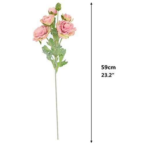 Htmeing 3Pcs Artificial Ranunculus Flowers Flocked Stems Spray Diy Wedding Flowers Silk Bridal Bouquets Wedding Centerpieces (White) #TOP2