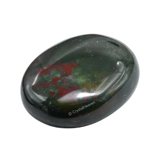 Image of Crystal Heaven Certified Bloodstone Crystal Palm Pebbles Stones For Anxiety Stress Relief Massage-Aaa Grade Original Healing Gemstone Agate Palm Stone For Yoga Meditation Spiritual Reiki Feng Shui