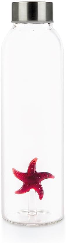 Balvi Starfish Water Bottle 0.5 Litres Non-Drip Stopper Stainless Steel Ideal Bedside Table and Office Bo