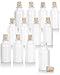 JUVITUS 1 oz / 30 ml High Shine Gloss White Glass Boston Round Bottle with Cork Stopper Closure (12 Pack)