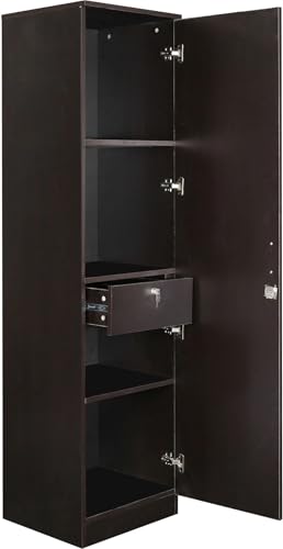 Image of Single Door Wardrobe with Lock, 180 cm Height, Black
