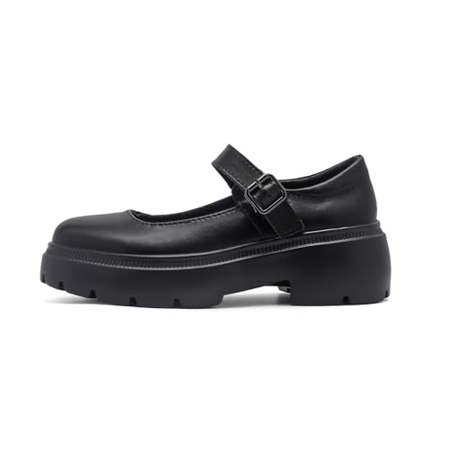 Image of Womens Mary Jane Shoes Round Toe Ankle Buckle Strap Chunky Heel Pumps Platform Casual for Comfortable Dressy Party Work Oxfords