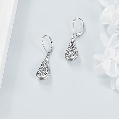 Celtic Earrings Gifts for Women Sterling Silver Irish Celtic Knot Teardrop Dangle Earrings4
