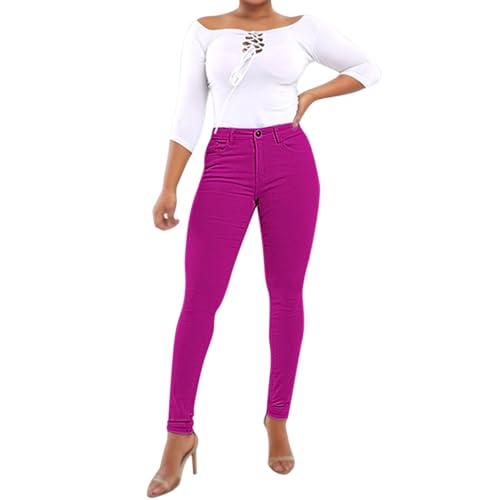 Generisch Pantalones vaqueros para mujer, de cintura alta, elásticos, push up, modernos, ajustados, ajustados, elásticos, informales, RD2., M