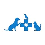 Stickers muraux Logo de clinique vétérinaire Croix médicale pour chiens, chats et oiseaux 50.4x111cm N'abîme pas le mur Bleu