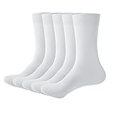 Bamboo Women Crew Sock Lightweight Casual Quarter Breathable Odor Resistant Thin Antibacterial Sock 5 Pairs (White, l)