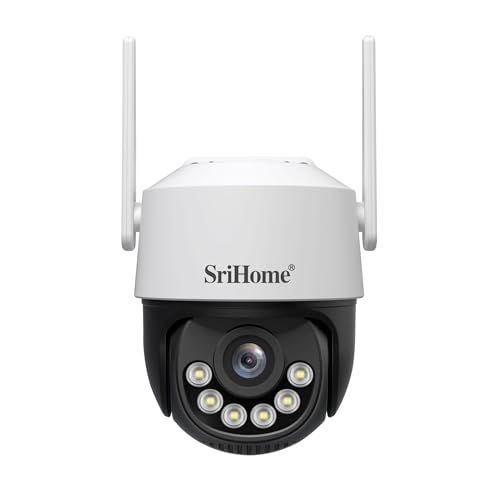 SRIHOME 8MP 2.4/5GHz PTZ telecamera di sorveglianza WiFi esterna 3X elettronico Zoom Monitoraggio Automatico Rilevamento Umano Audio Visione Notturna bidirezionale