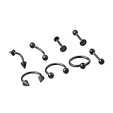 Anillos en la Nariz 8 Piezas Estilo Mixto Lengua Labial Ceja Anillo en la Nariz Barbell Body Piercing Joyería Conveniente y práctico Practical