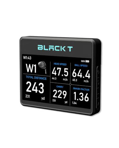 BLACK T SHOT5 Golf Launch Monitor Portable Doppler Radar Swing Speed Trainer with Ball Speed Club Head Speed Smash Factor & Distance Tracking Indoor Outdoor Golf Training Device