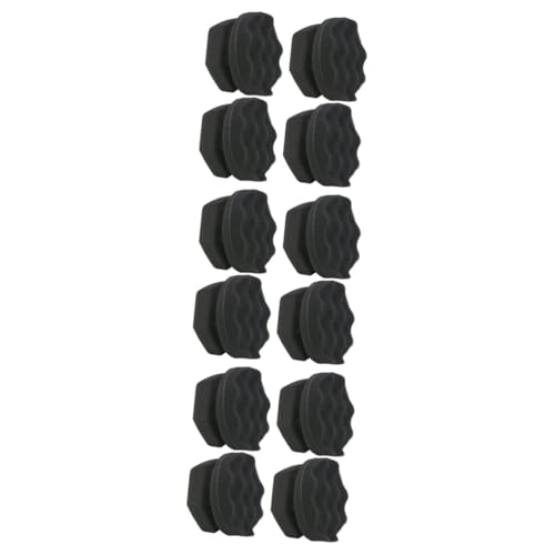 FAVOMOTO 12pcs Handy Wax Sponge Wave Pattern Polishing Sponges for Car Waxing and Detailing for Dashboard Seats Cleaning Durable and Easy to Grip Black