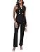 Womens 2 Piece Suit Outfits Summer Fashion Button V Neck Crop Vest Blazer and Wide Leg Pants Suit Matching Sets Black M