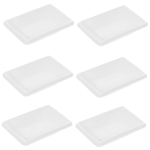 BESTYASH 6 piezas Platos Aperitivo de Cerámica Blanca Bandejas Rectangulares para Salsa y Condimentos para Servir Snacks y Salsa de Reuniones Reutilizable
