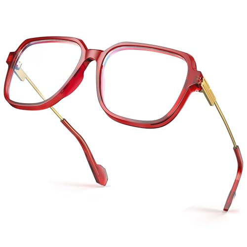 Image of VISOONE Oversized Blue Light Blocking Glasses with Chic Square TR90 Frame and Metal Temple for Women Men Ryan