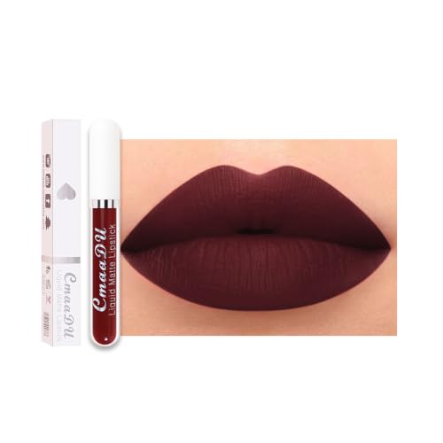 Image of evpct 1Pcs Deep Red Liquid Matte Lipstick Lipgloss Set for Women, labiales mate 24 horas originales matte larga duracion 24 Hour Lipstick Lip Stains Long Lasting Waterproof 24, 18#