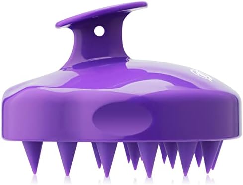 FREATECH Scalp Massager Shampoo Brush with Soft Silicone Bristles for Scalp Care, Shower Hair Scalp Scrubber Exfoliator for Dandruff Removal and Hair Growth, Wet & Dry for Men, Women and Kids, Purple