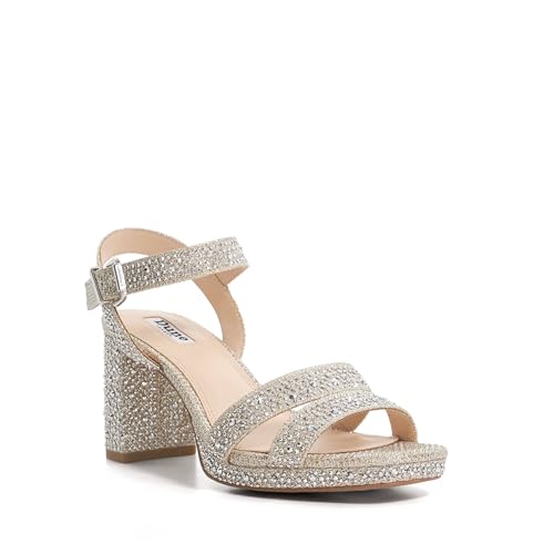 Dune London Ladies MANIFESTING Block Heel Sandals Size UK 7 Heeled Sandals Gold