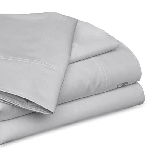 SGI bedding King Size Egyptian Cotton Bed Sheets Luxury 1000 Thread Count Sheet Set Light Gray Solid Sateen Weave for Soft & Silky Feel Long Staple Cotton Deep Pocket
