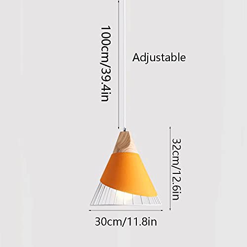 Lampe suspendue macaron E27 lustre en bois et métal