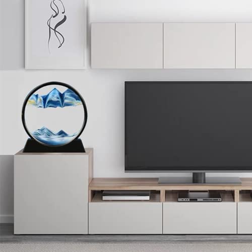 Arthink Moving Sand Art Picture,Liquid Motion 3D Sea Sandscape in Motion Display, Flowing Sand Frame Desktop Art Bookshelves Home Office Decoration (12 inch, Blue) - Image 4