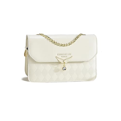 NICOLE & DORIS Crossbody Bags for Women Chain Handle Handbags Mini Shoulder Bag Patchwork Beige-Checked