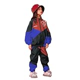 [LOLANTA] キッズ セットアップ 男の子 女の子 ジャージ 子供 上下セット 長袖 ダンス衣装 ヒップホップ 普段着 2点セット レッドブルー 150