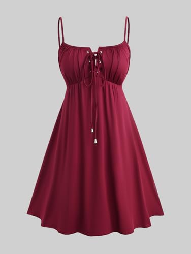 Image of ROSE GAL Rosegal Plus Size Women Sundress Set Flutter Sleeves Floral Dress and Lace-up Cami Dress