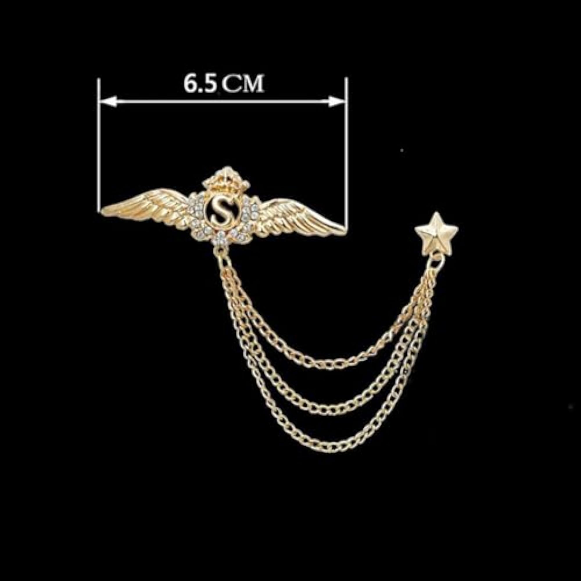 Men's & Women's Suit Shirt Stud Lapel Pin with Crystal Chain