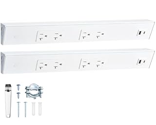 SURAIELEC 2-Pack Under Cabinet Hardwired Power Strip, 16-Inch, Angled Trapezoid Design, 2×20A TR Outlets with USB-A & USB-C, Expandable Modular System, Pre-Wired for Easy Installation, ETL Listed