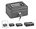 ARREGUI Elegant C9216 Caja Caudales con Llave para Contar y Transportar Dinero | Caja de Seguridad de acero con bandeja interior | Caja fuerte portatil 15 cm de ancho | Color Gris grafito