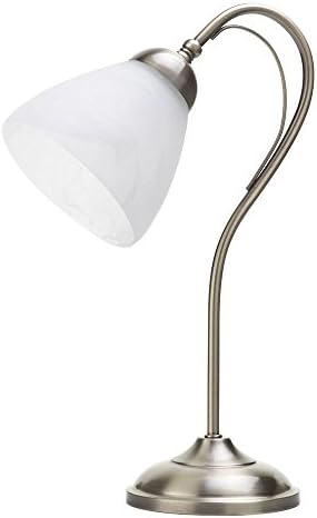LITECRAFT Barcelona 1 Light Table Lamp with Alabaster Glass Shade (Antique Brass)