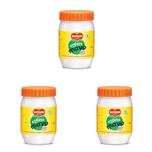 Image of Del Monte Eggless Mayo, 270g | veg Mayonnaise | 100% Vegetarian | Cremy and Delicious | Rich and Thick Mayonnaise |Made by Chef Loved by all | Spread and Dip (Pack of 3)