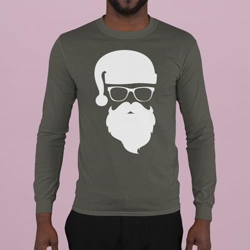 shop4ever Camiseta hipster Papai Noel com óculos de sol de Natal de manga comprida, Carvão, G