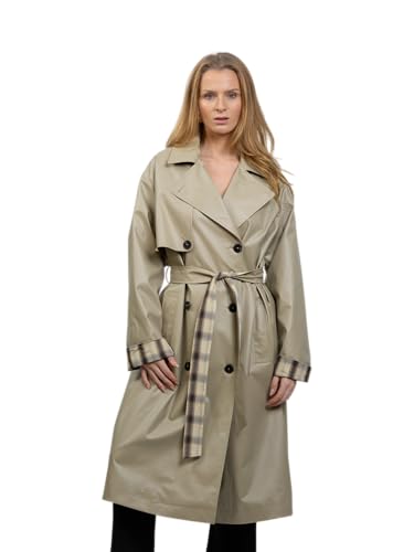 Trench femme imperméable à carreaux veste longue mi-saison chic