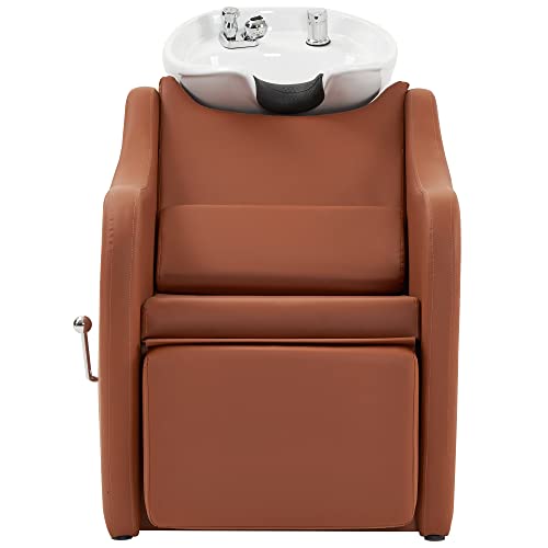 Barberpub Shampoo Barber Classic Chair, Ceramic Shampoo Bowl Sink Chair Station For Spa Beauty Salon 9090 #TOP1