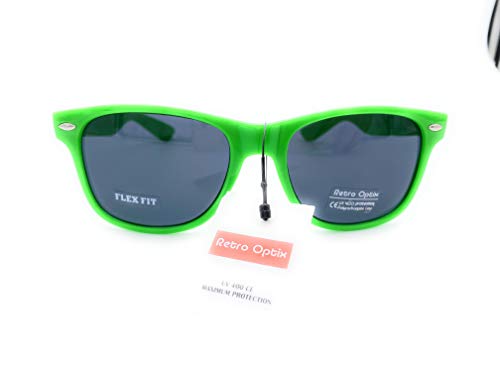 Retro Style Sunglasses - Bright Neon or Solid Colors with Classic 80's Style Design (Neon Green)3