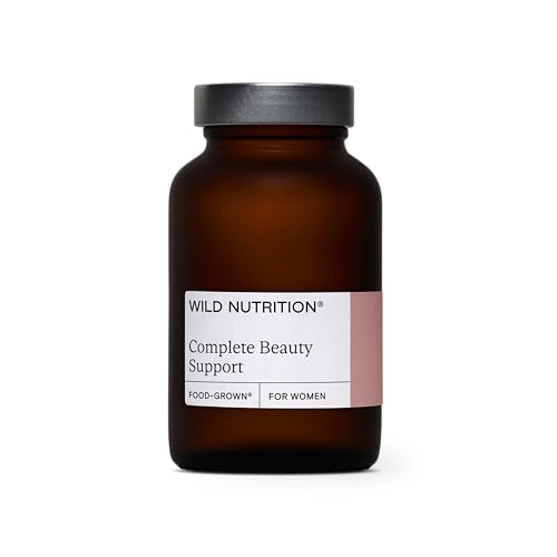 WILD NUTRITION Food-Grown Complete Beauty Support | Hair Skin and Nails Vitamins for Women | Antioxidant & Collagen Formation Support | Hyaluronic Acid, Biotin, Zinc, Selenium & More | 60 Capsules