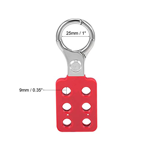 Image of uxcell Lockout Hasp Aluminum Alloy 1-inch Inside Jaw Diameter 6 Holes