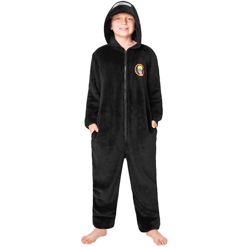 Get Trend Naruto Onesies for Boys & Teens 7-15 Years Fleece Jumpsuit PJs Hooded Fleece Onesie Pyjamas Anime Gifts for Boys (13-14 Years Black Naruto)