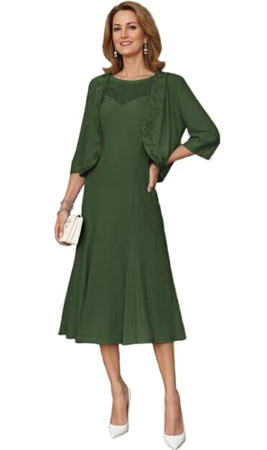 Laces Mother of The Bride Dress with Jacket 3/4 Sleeves Mother of The Groom Suit A-line Wedding Guest Dresses 2025