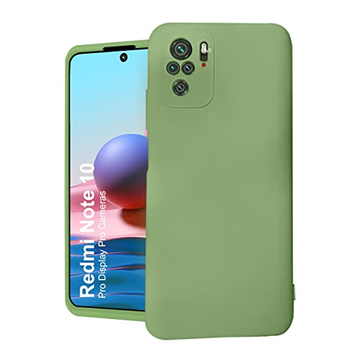 Image of Liquid Silicone Back Cover for Redmi Note 10 / Redmi Note 10S | Inner Microfiber Velvet | Camera Protection Anti Shock Back Case (Parrot Green)