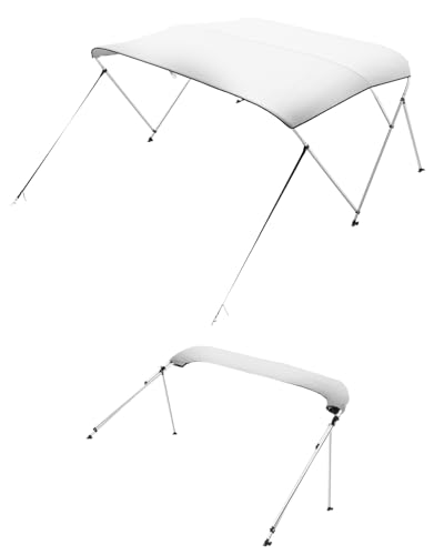 VEVOR Toldo Bimini para Barco de 3 Arcos, Poliéster 600D con Estructura de Aleación de Aluminio, Impermeable, Protección Solar, con Bolsa de Almacenamiento, 183 x 185-198 x 117 cm, Gris Claro